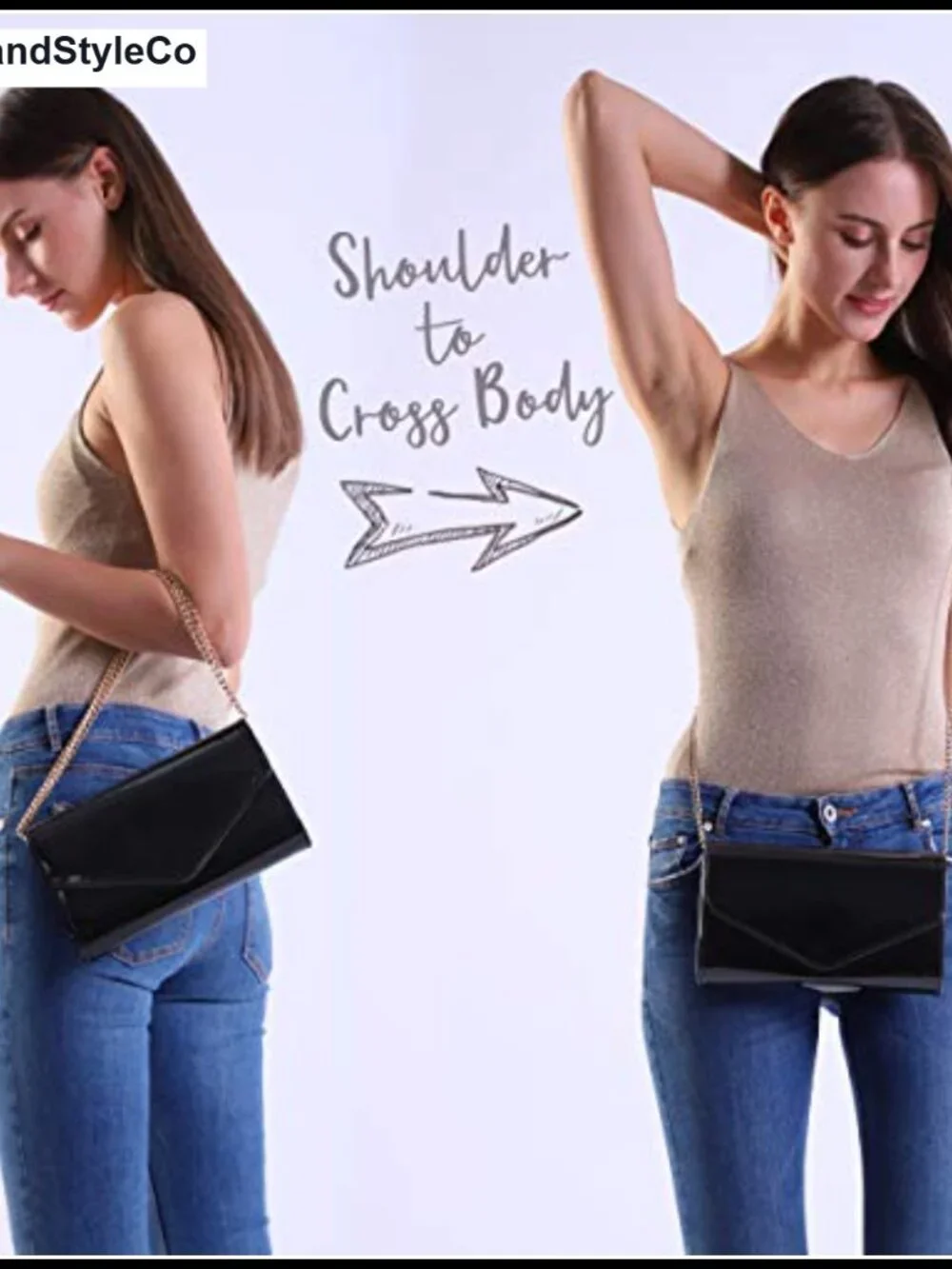 Glossy Envelope Evening Clutch Faux Patent Leather Chain Shoulder Bag